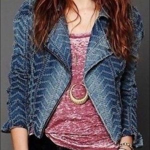 Free People Punched Herringbone Moto Jacket